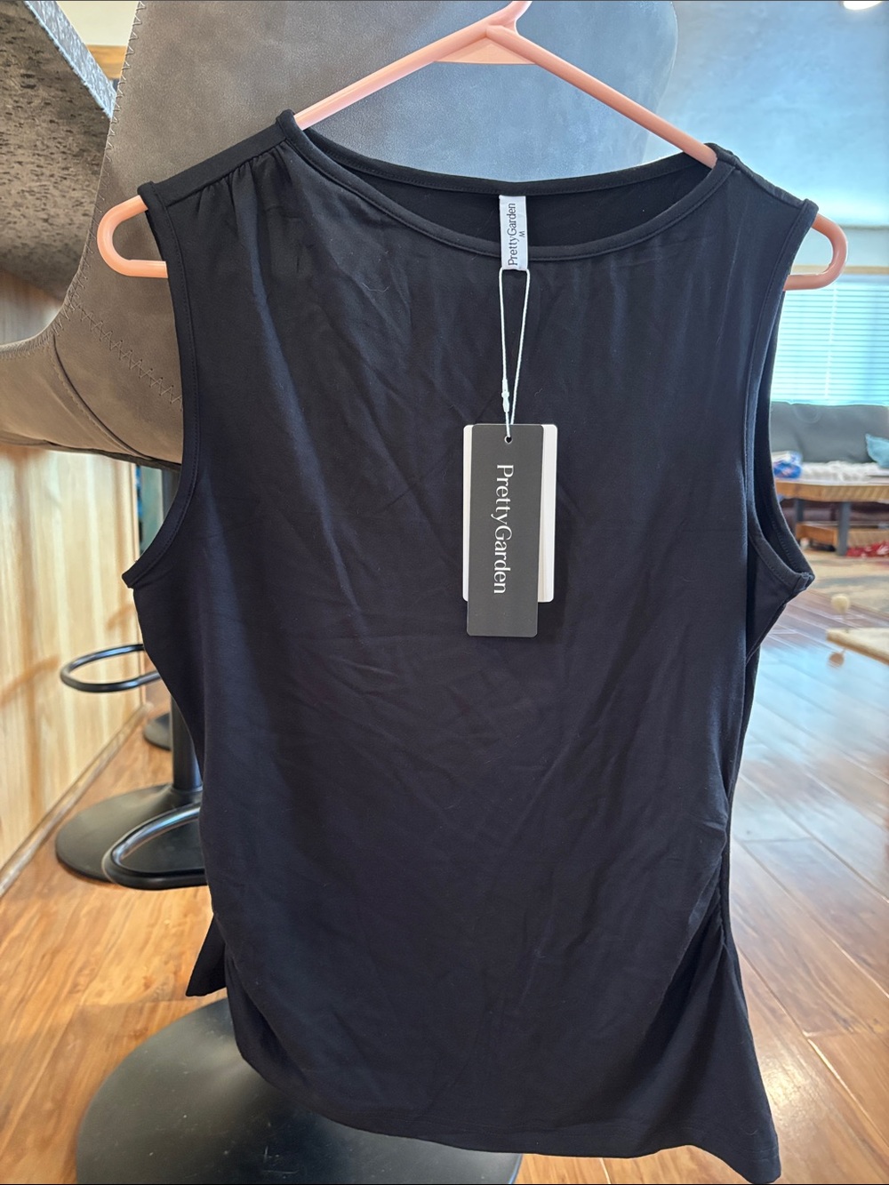 Pretty Garden Black Sleeveless Tank Top